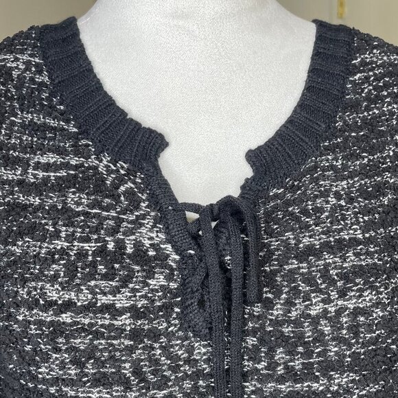 Extra Touch Women's Black Gray Sweater Scoop Tie Neck Comfy Office Sz 2X - Picture 3 of 6